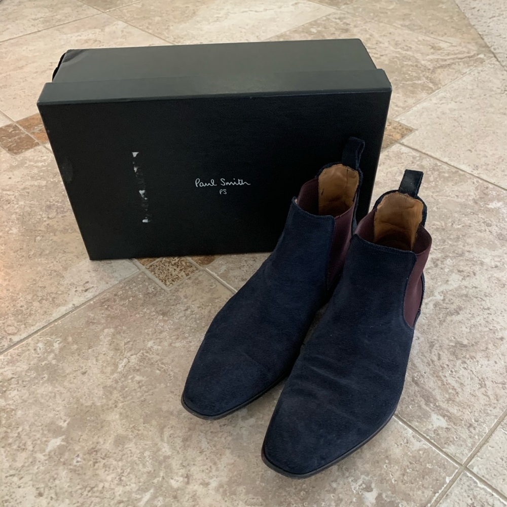 Paul Smith blue suede Chelsea boots, size 7